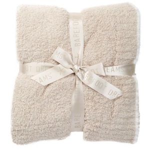 NWT Barefoot Dreams CozyChic Blanket - Stone/White
